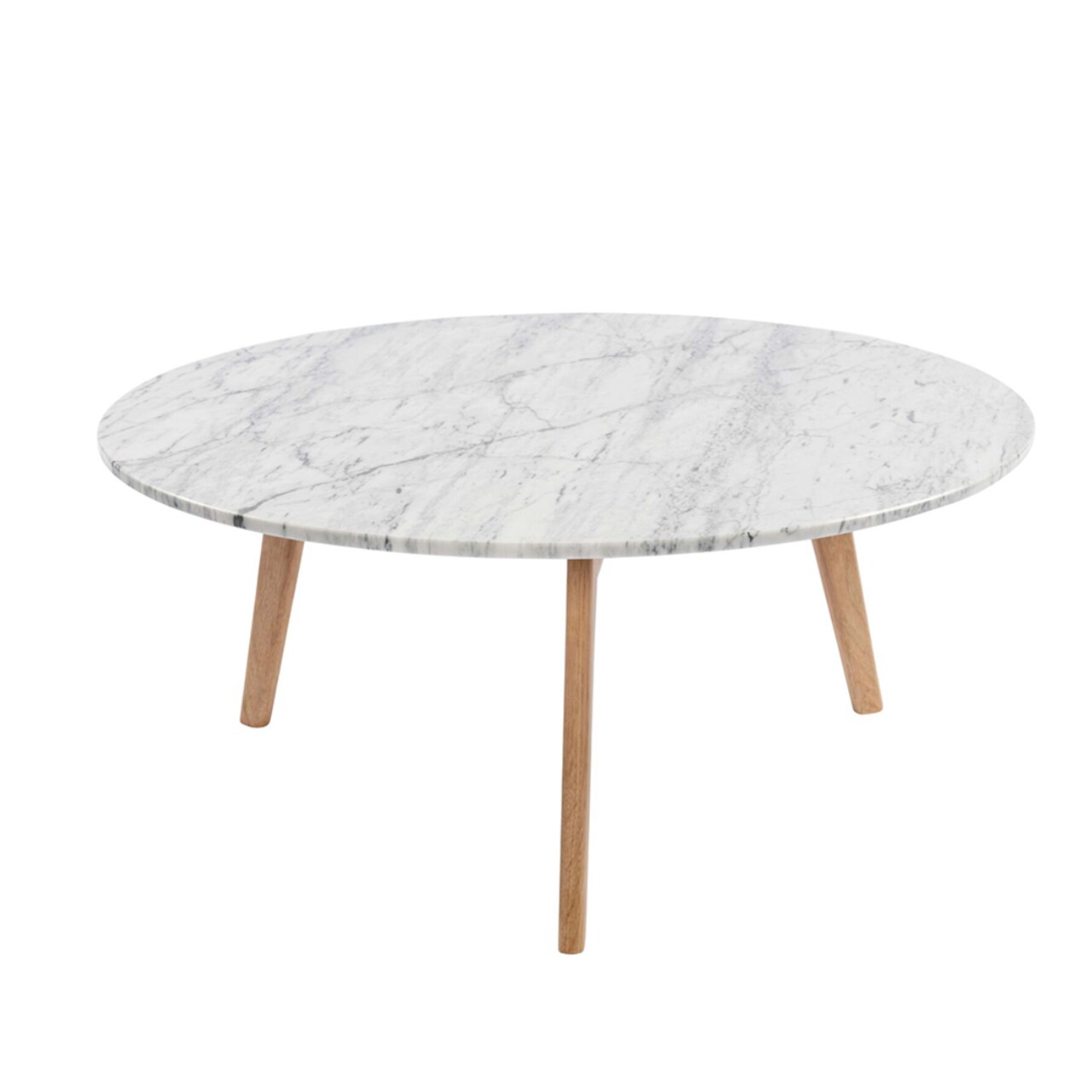 Contemporary Home Living 31.5" White Italian Carrara Marble Round Coffee Table